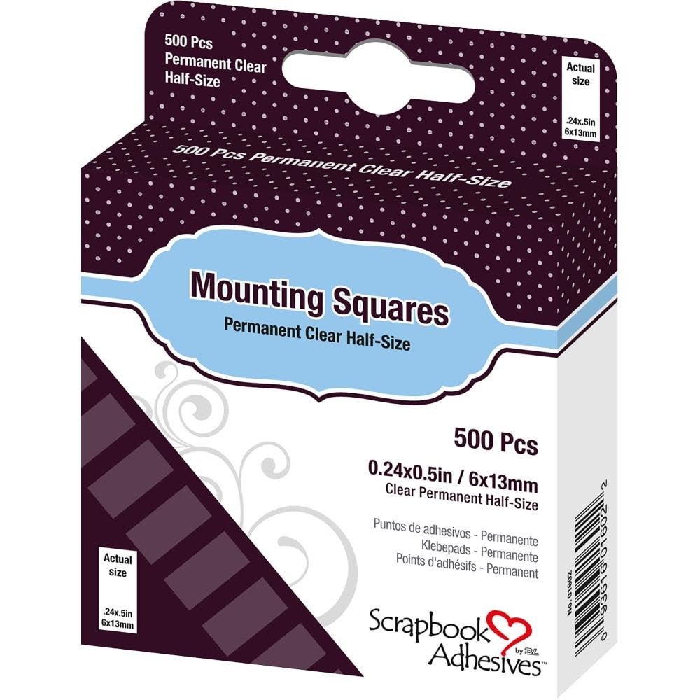 Mounting Squares - Clear - Half Size - .24x.5in - 500 pcs