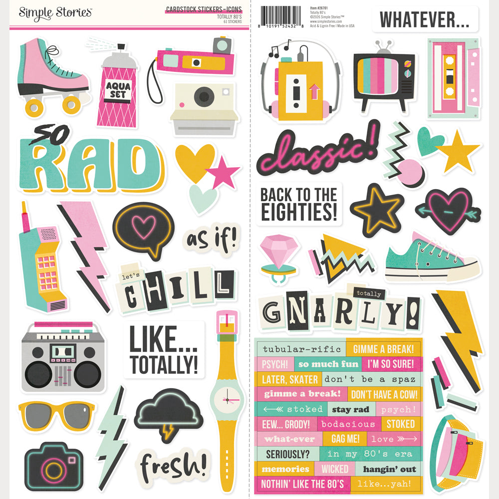 Totally 80's - Cardstock Stickers Icons