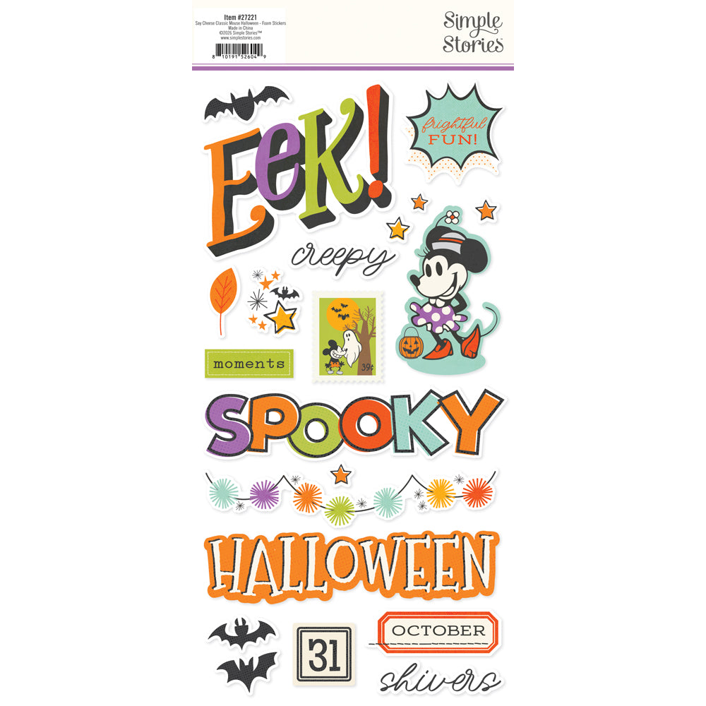 Say Cheese Classic Mouse Halloween - Foam Stickers