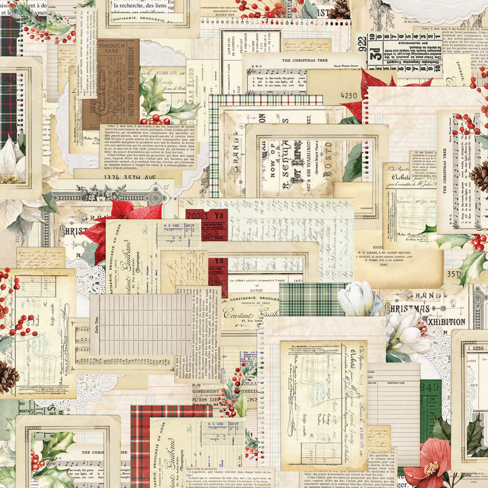 Simple Vintage Old-Fashioned Christmas - Combo Elements - 12x12 Pattern Paper