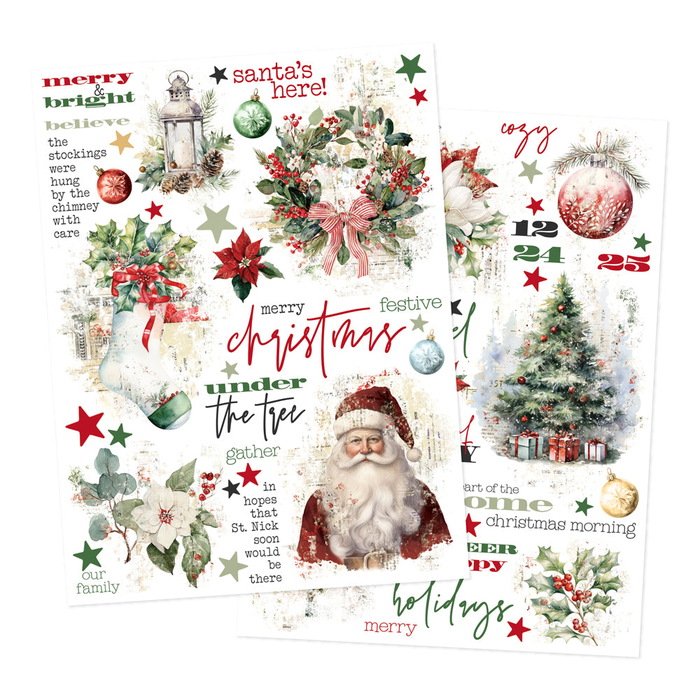 Simple Vintage Old-Fashioned Christmas - Rub-Ons