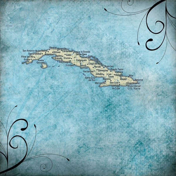 Cuba Travel Map - 12x12 Pattern Paper
