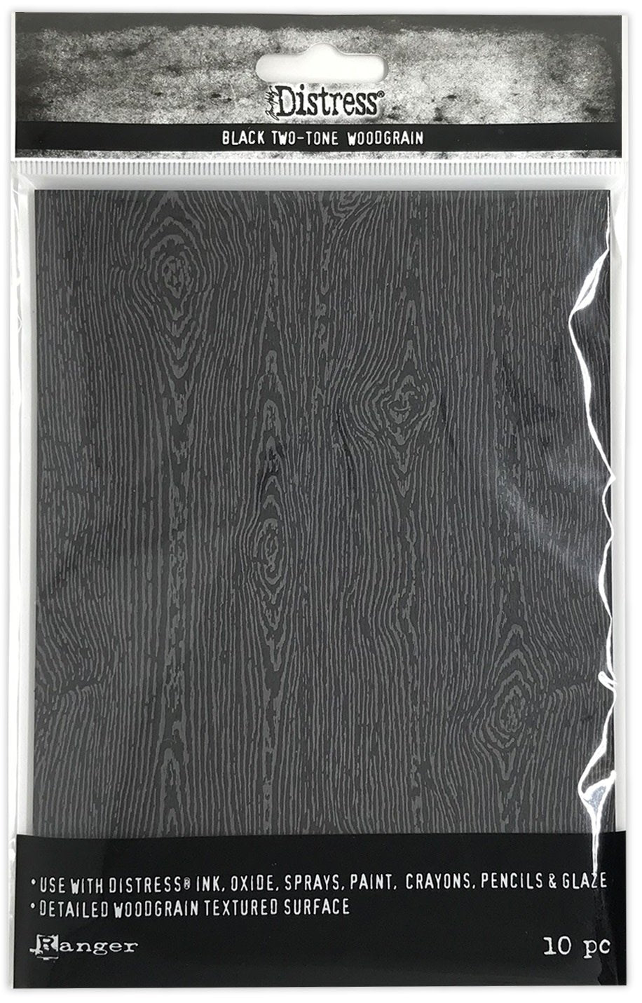 5x7 Distress - Two Tone Woodgrain - Black Cardstock - 10pkg