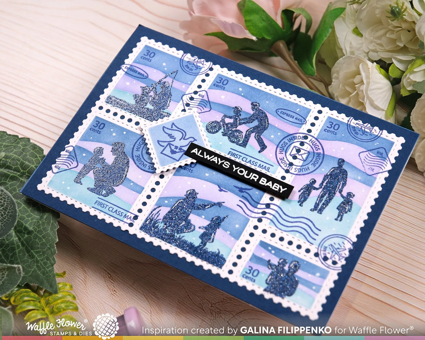 Postage Collage Dad Silhouettes - Stamps