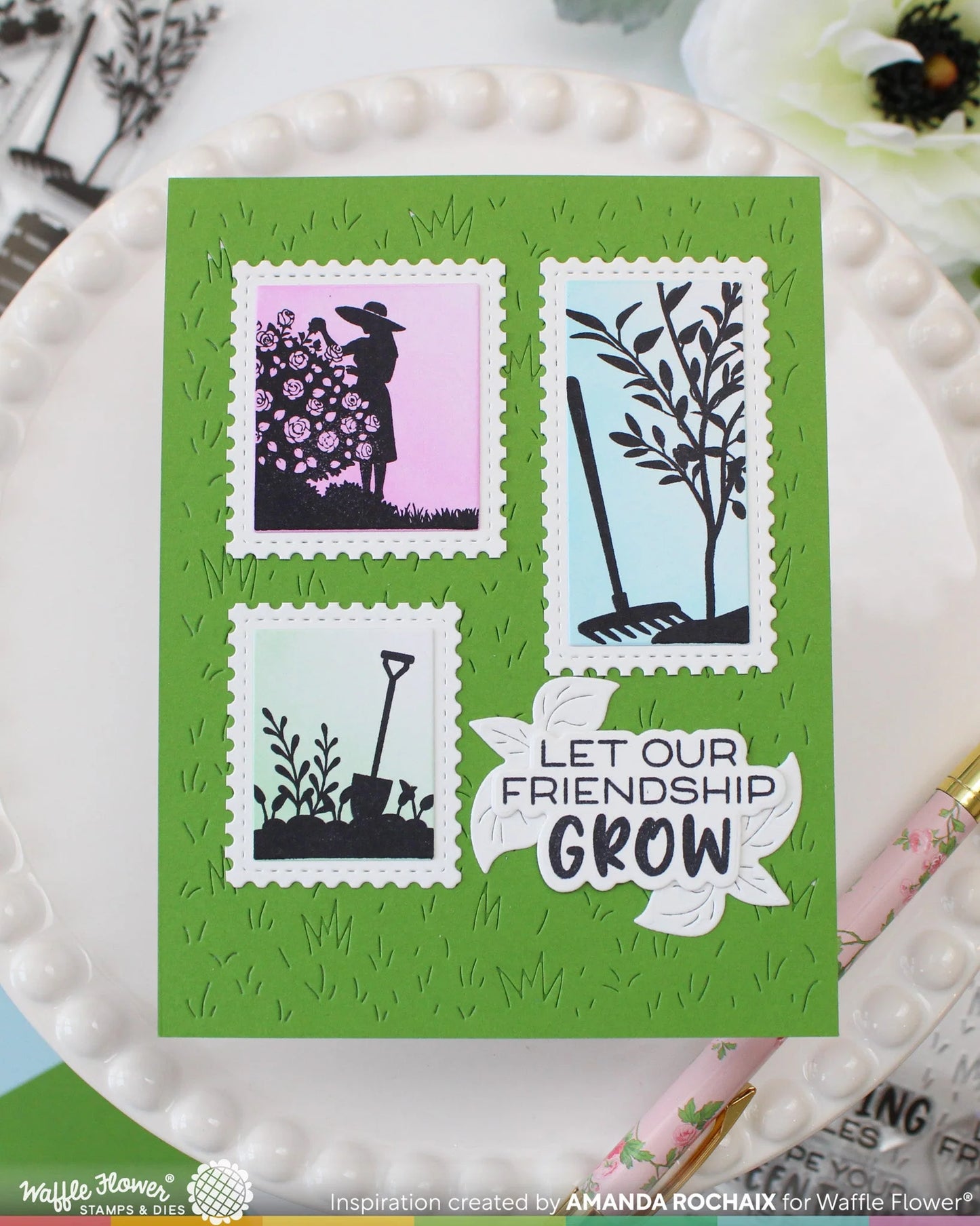 Postage Collage Garden Silhouettes - Stamp