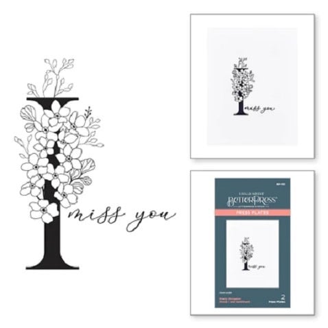 Everyday Occasion Floral Alphabet Collection - Floral I and Sentiment - Press Plates
