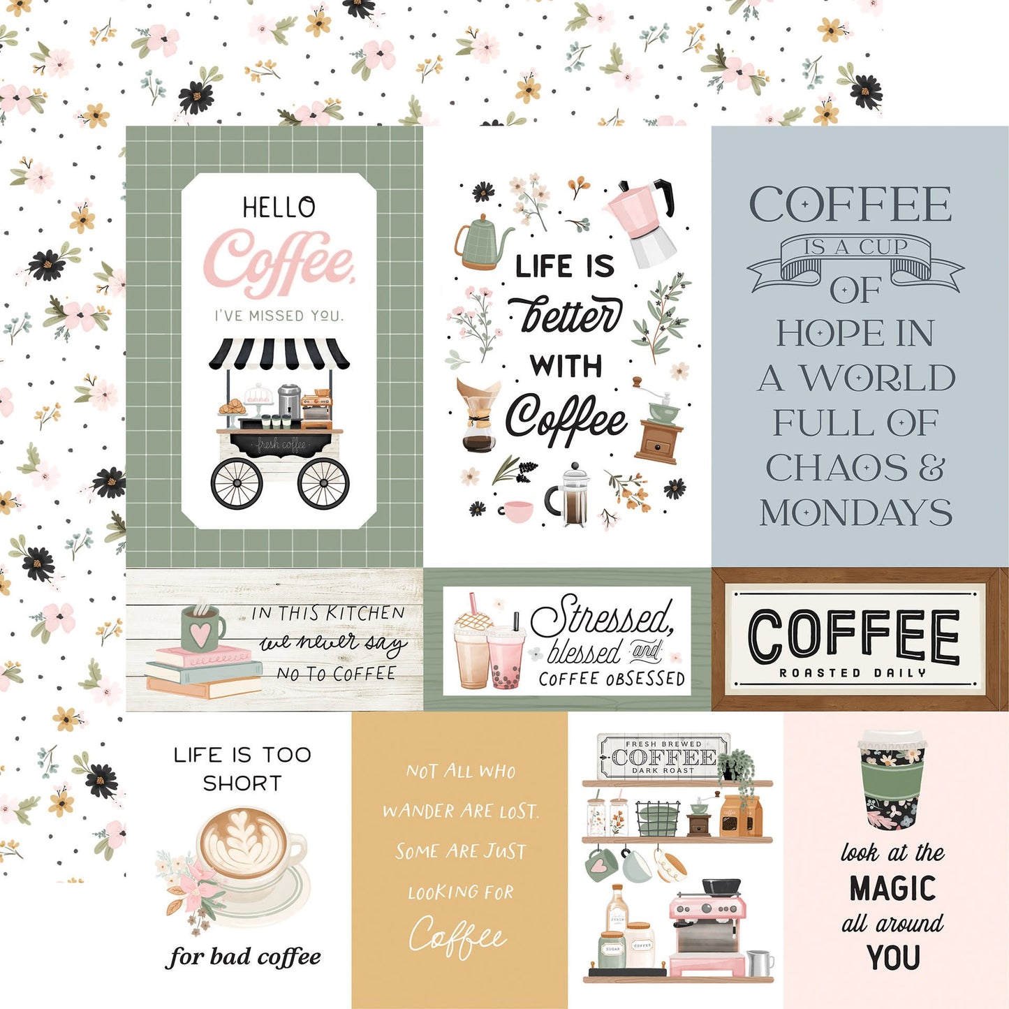 Coffee Shop - Multi Journaling Cards - 12x12 Pattern Paper