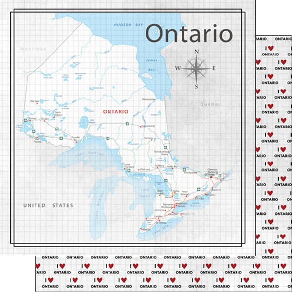 Ontario Adventure Map - 12x12 Pattern Paper