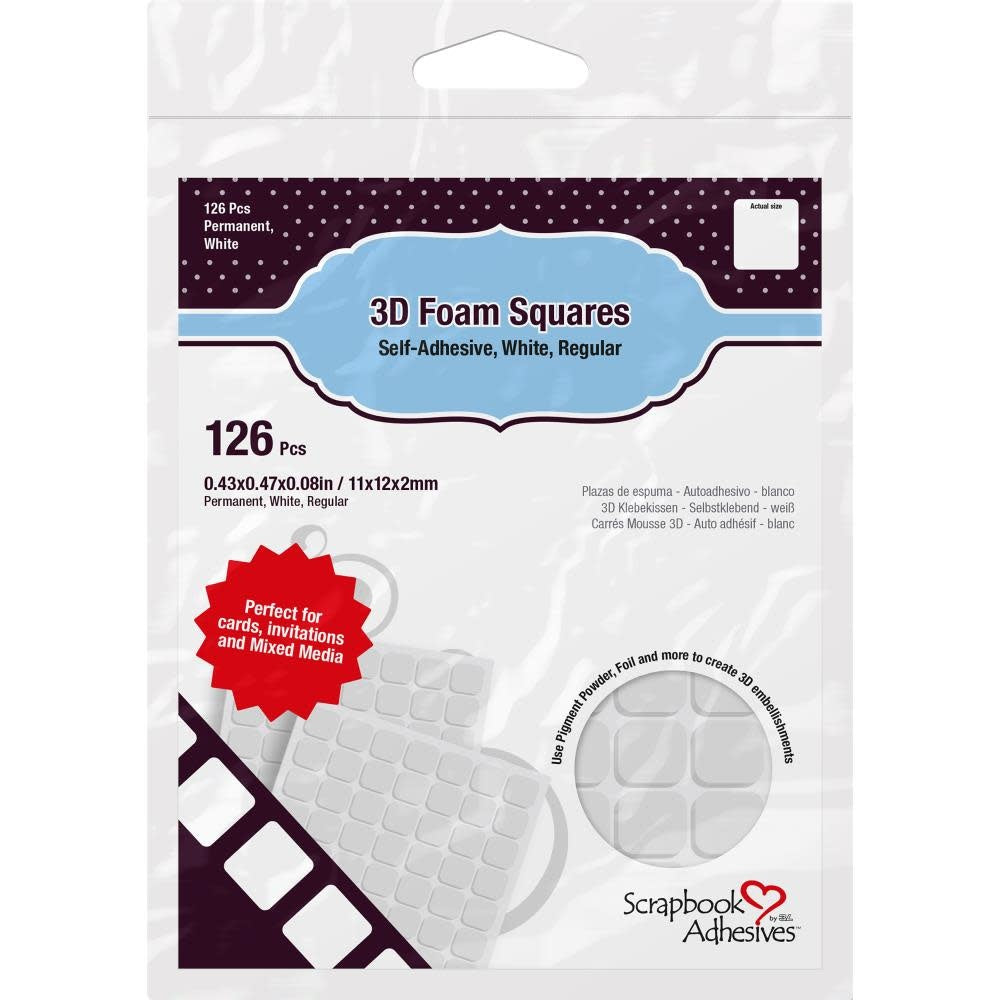 3D Foam Squares - 0.08” Large White