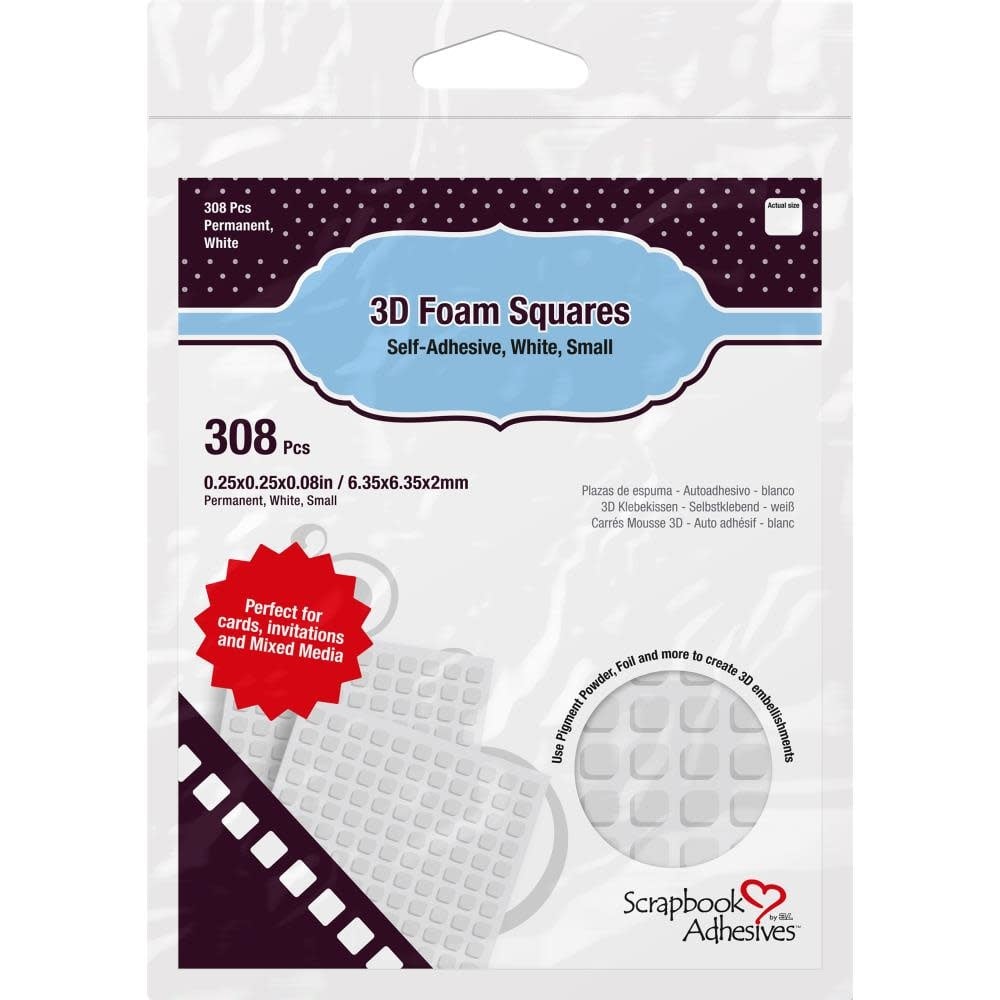 3D Foam Squares - 0.08” - Small White