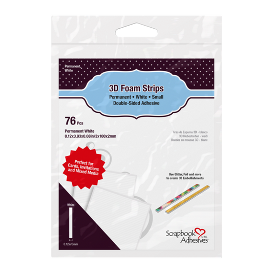 3D Foam Strips - Small .12"x 3.93" x .08" - White