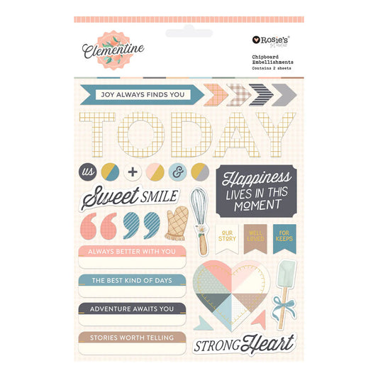 Rosie's Studio - Clementine - Chipboard Embellishments