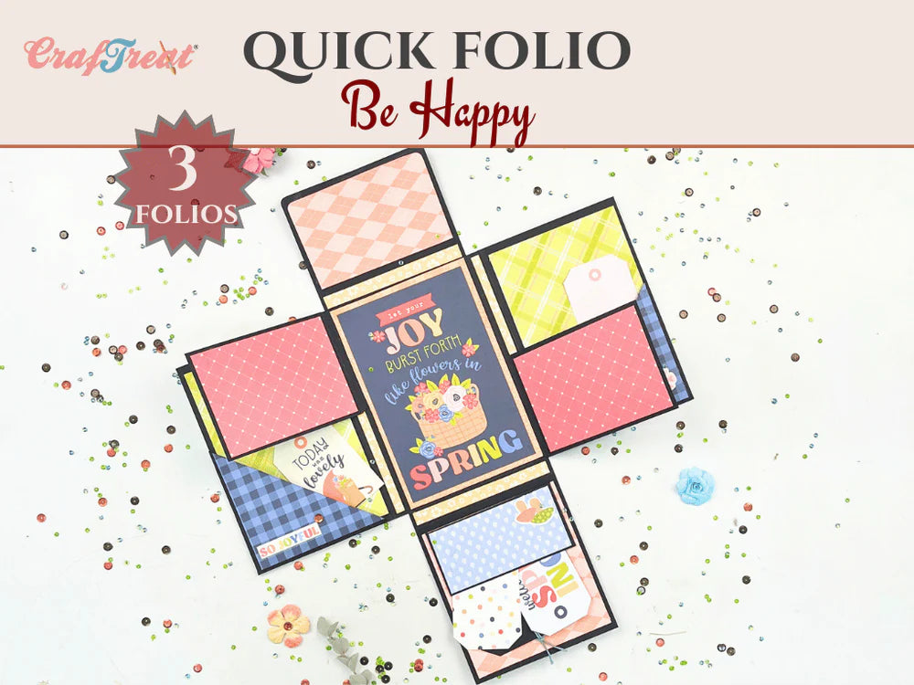 Be Happy Folio - Set of 3 - Black, White, Kraft