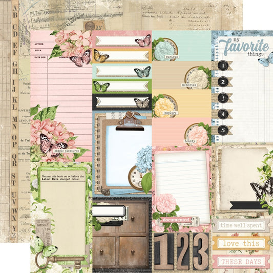 Simple Vintage Junk Drawer - Journal Elements - 12x12 Pattern Paper
