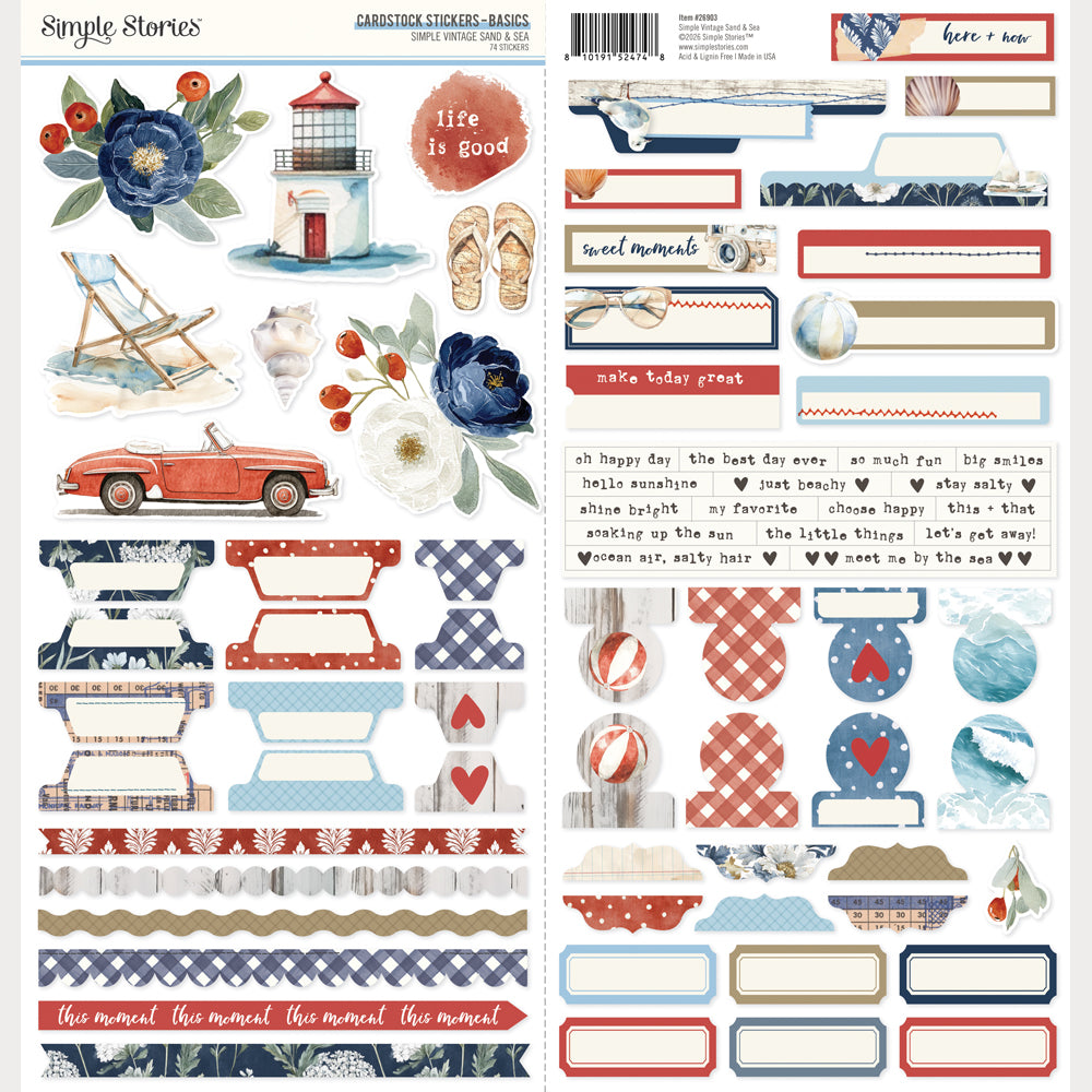 Simple Vintage Sand & Sea - Cardstock Stickers Basics