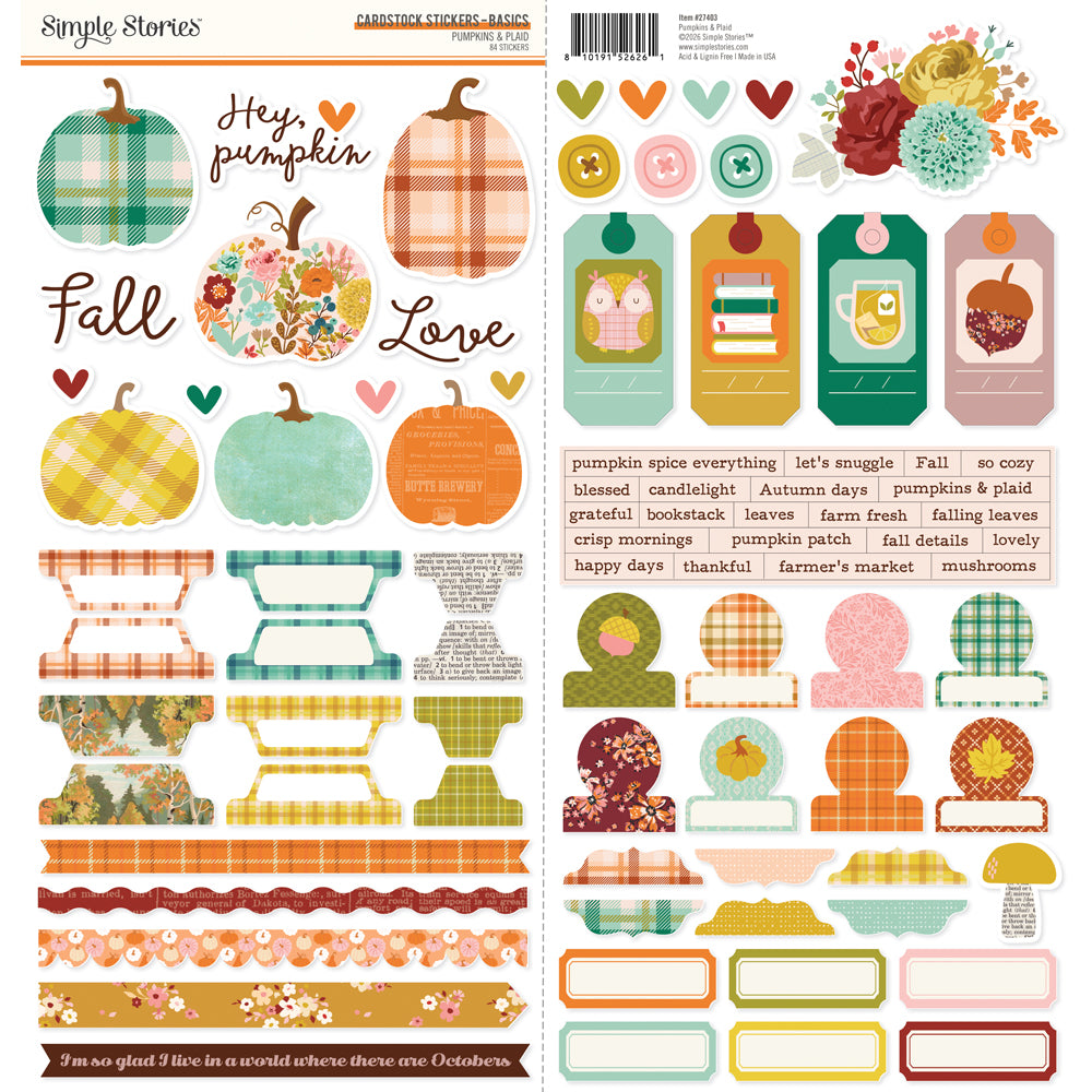 Pumpkins & Plaid - Basics Cardstock Stickers