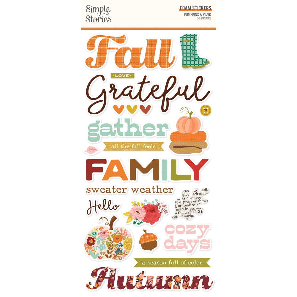 Pumpkins & Plaid - Foam Stickers