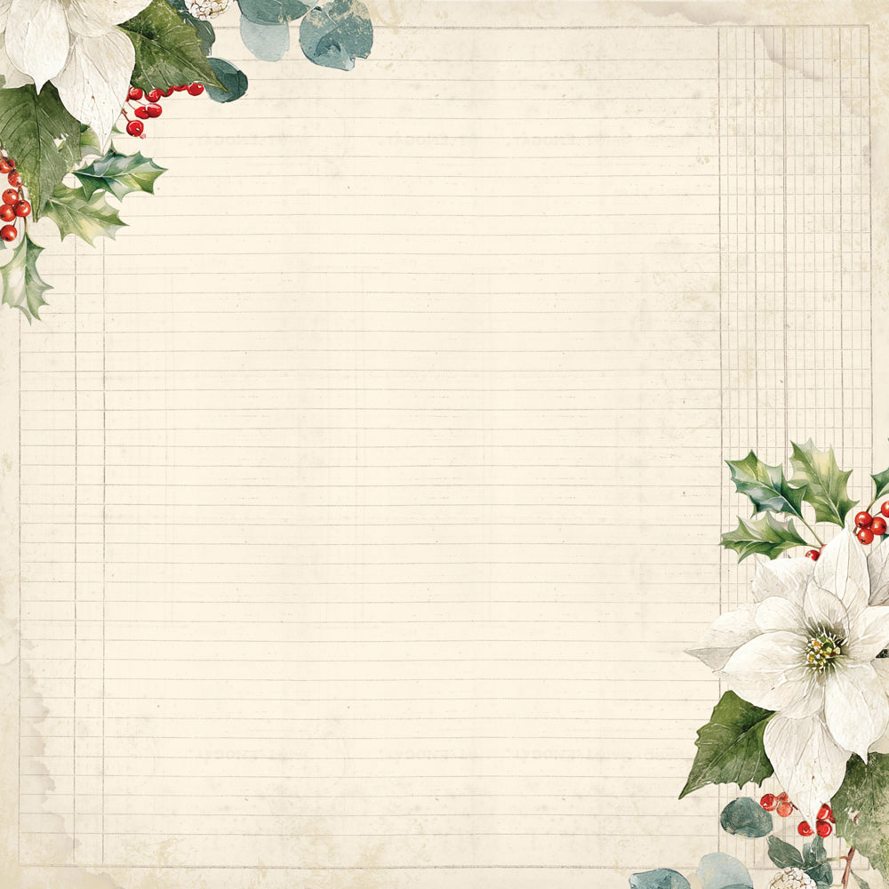 Simple Vintage Old-Fashioned Christmas - Making A List - 12x12 Pattern Paper