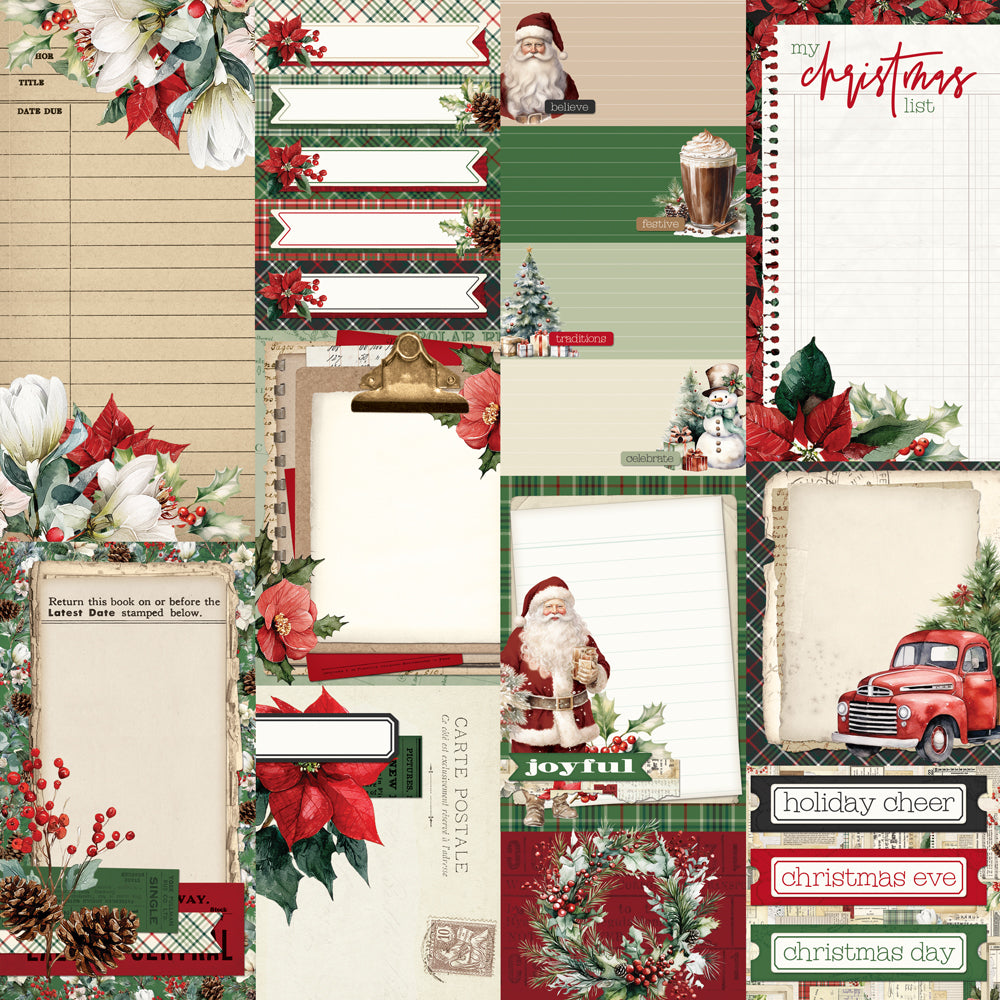 Simple Vintage Old-Fashioned Christmas - Journal Elements - 12x12 Pattern Paper