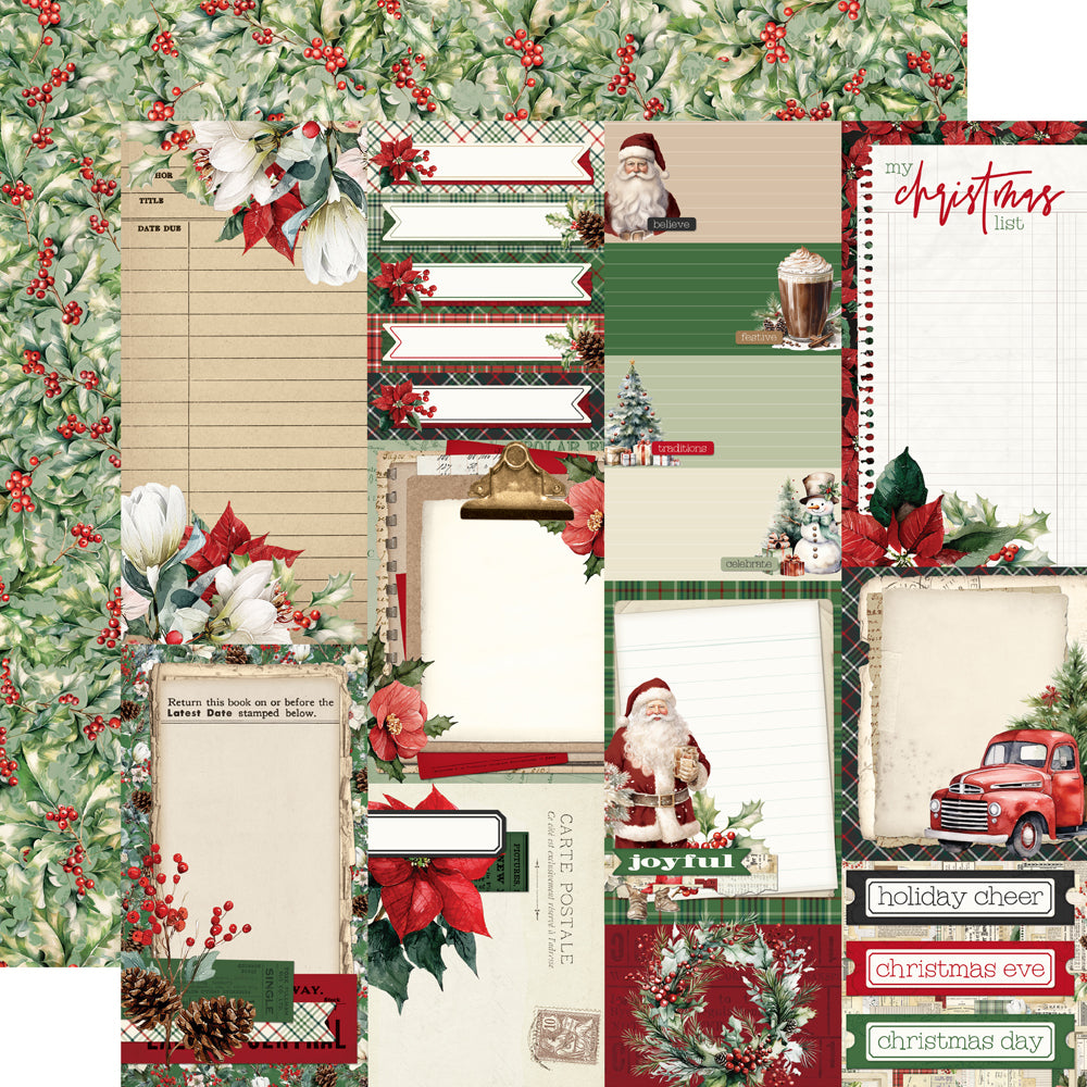 Simple Vintage Old-Fashioned Christmas - Journal Elements - 12x12 Pattern Paper