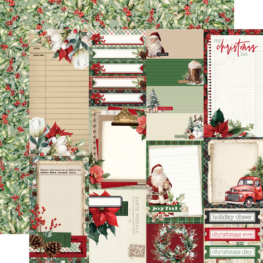 Simple Vintage Old-Fashioned Christmas - Journal Elements - 12x12 Pattern Paper