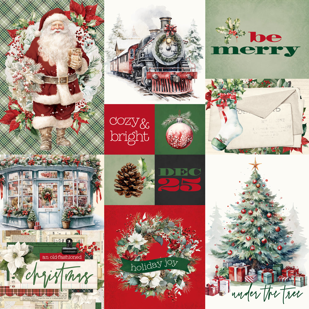 Simple Vintage Old-Fashioned Christmas - Combo Elements - 12x12 Pattern Paper