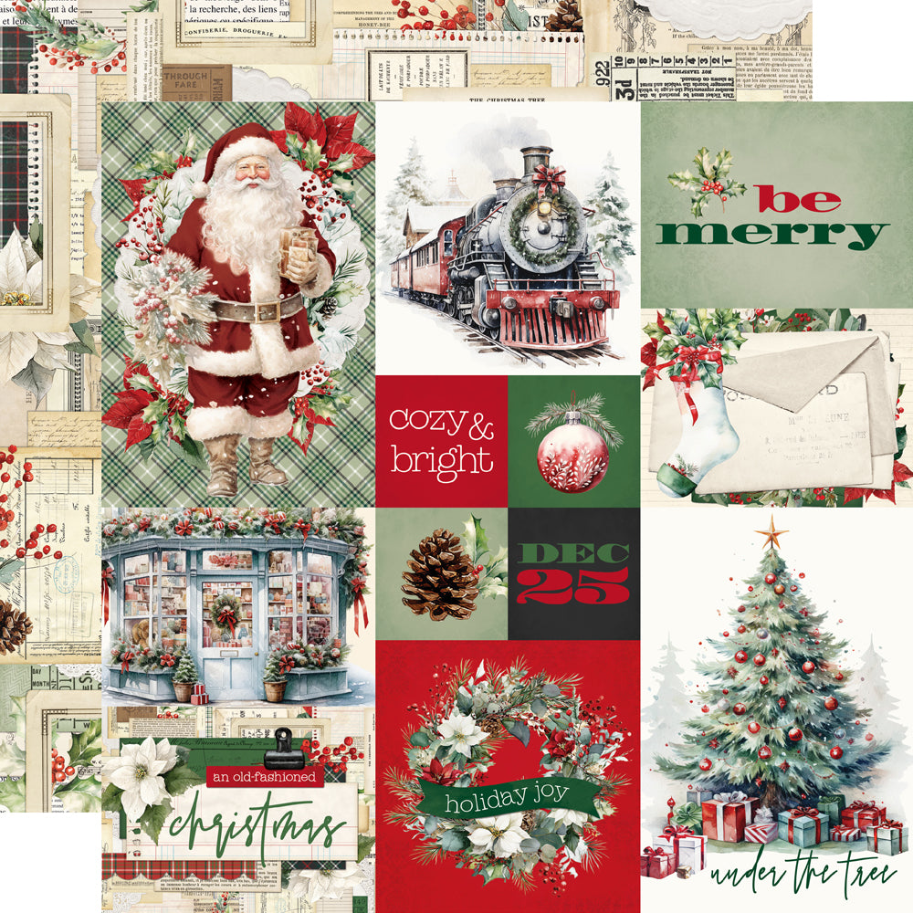 Simple Vintage Old-Fashioned Christmas - Combo Elements - 12x12 Pattern Paper