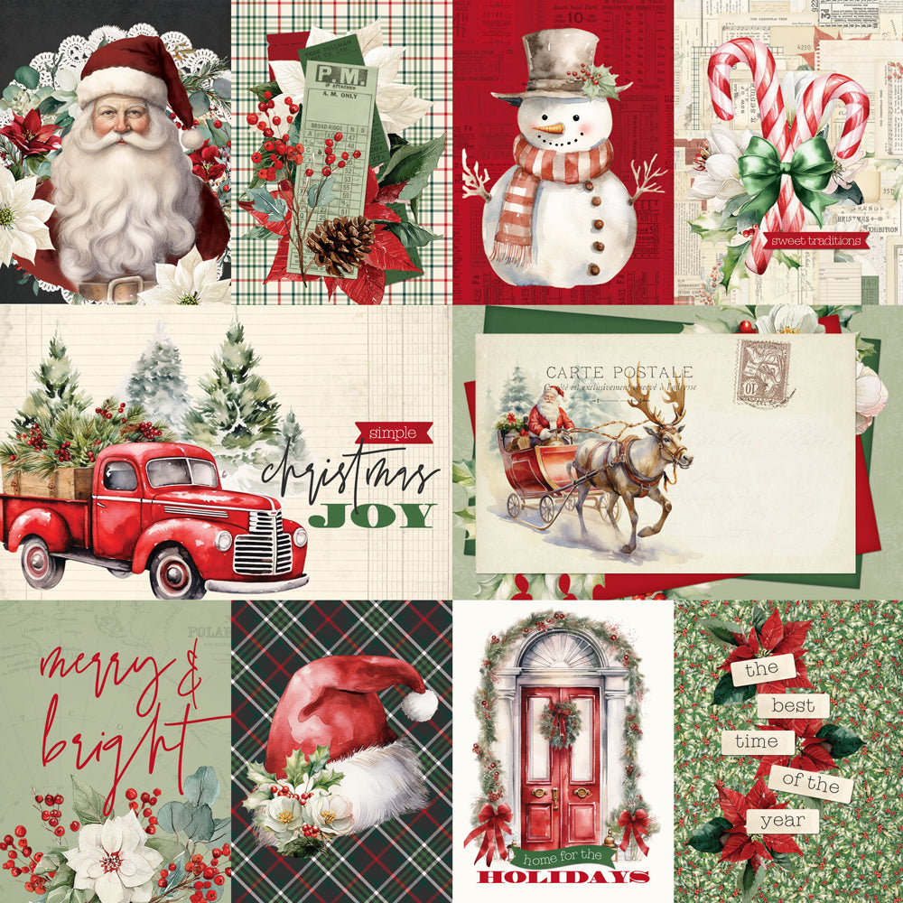 Simple Vintage Old-Fashioned Christmas - 3x4/4x6 Elements - 12x12 Pattern Paper