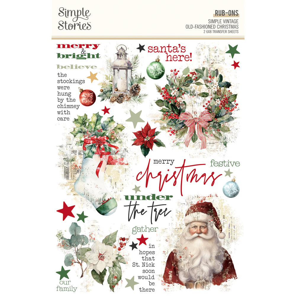 Simple Vintage Old-Fashioned Christmas - Rub-Ons