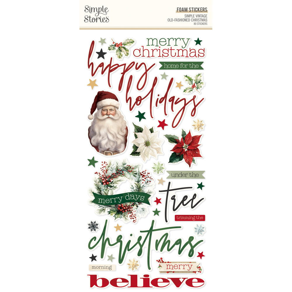 Simple Vintage Old-Fashioned Christmas - Foam Stickers