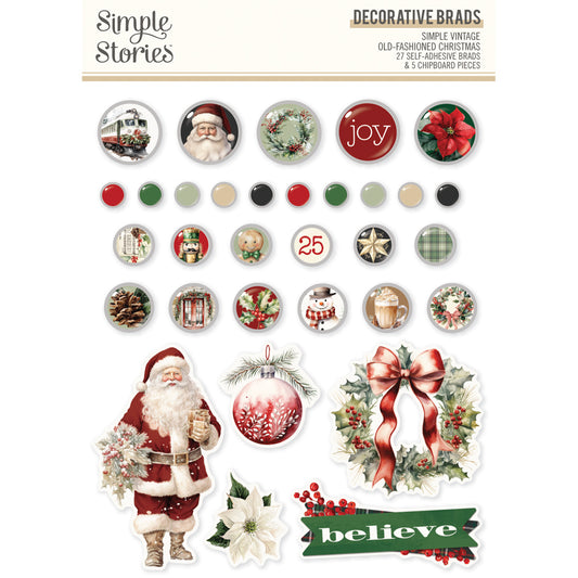 Simple Vintage Old-Fashioned Christmas - Decorative Brads