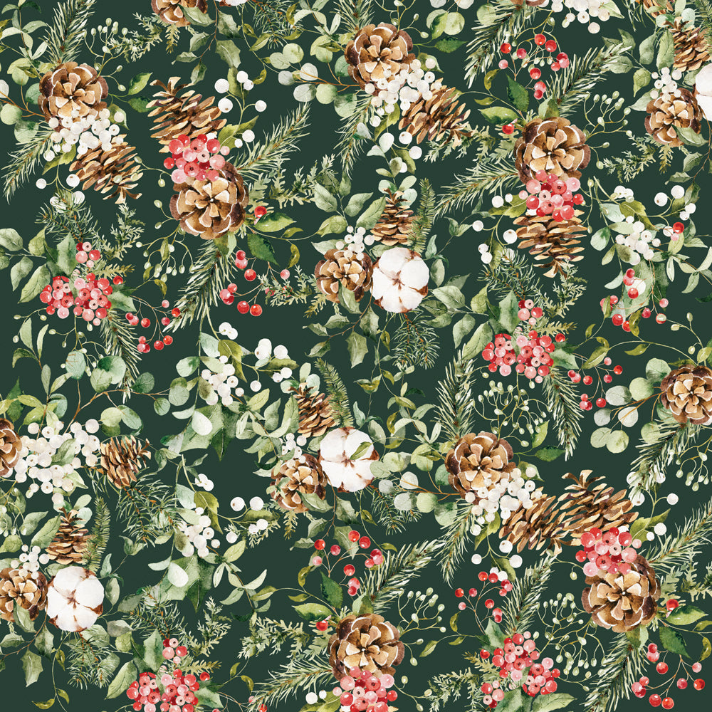 Simple Vintage Evergreen Memories - Pine & Petals - 12x12 Pattern Paper