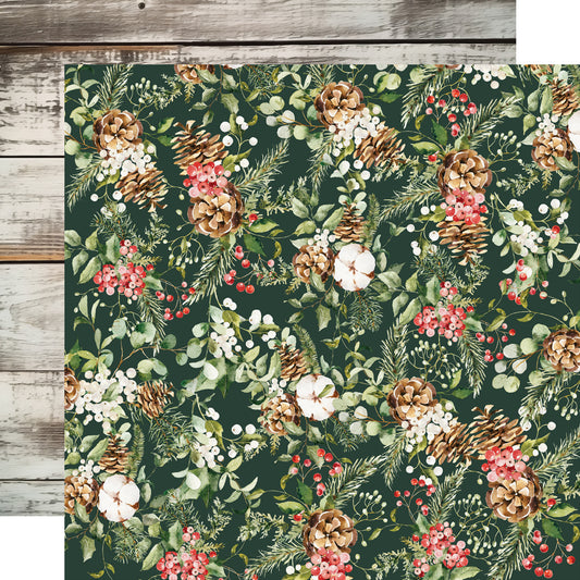 Simple Vintage Evergreen Memories - Pine & Petals - 12x12 Pattern Paper