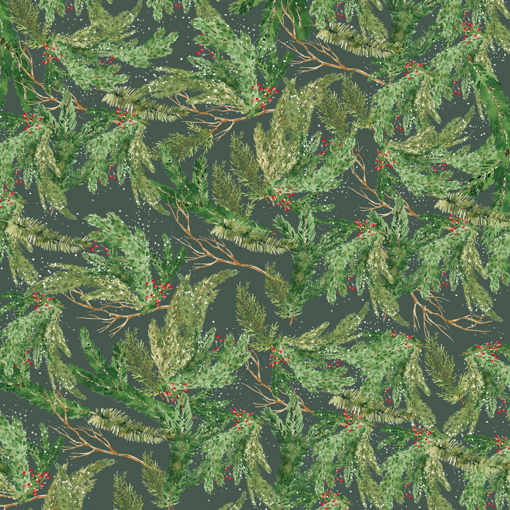 Simple Vintage Evergreen Memories - Pinecone & Evergreen - 12x12 Pattern Paper