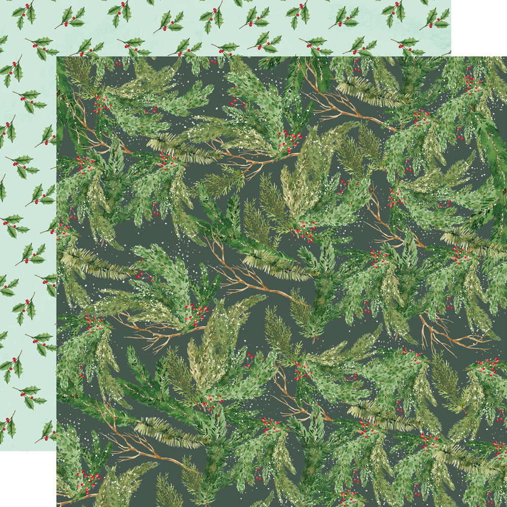 Simple Vintage Evergreen Memories - Pinecone & Evergreen - 12x12 Pattern Paper
