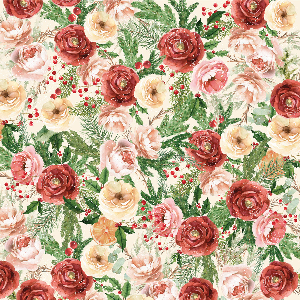 Simple Vintage Evergreen Memories - Frosted Blooms - 12x12 Pattern Paper