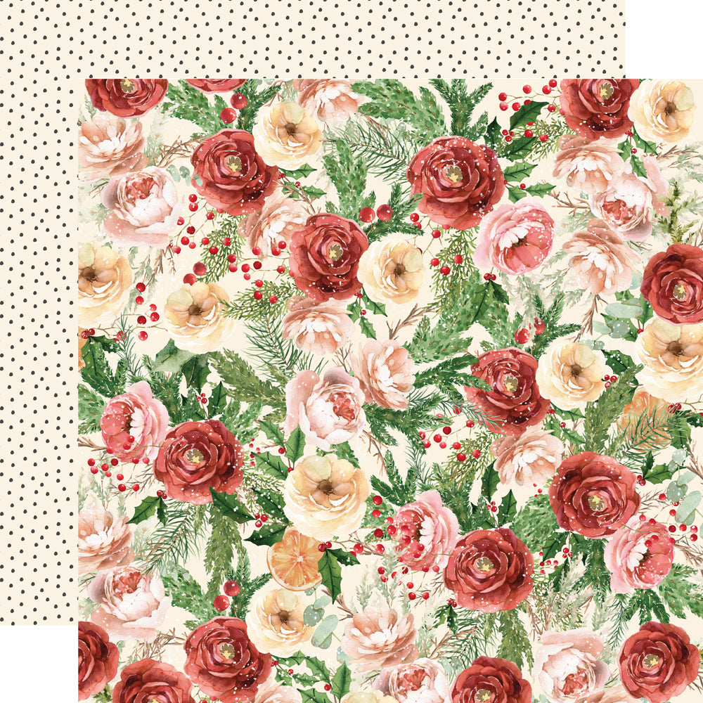 Simple Vintage Evergreen Memories - Frosted Blooms - 12x12 Pattern Paper