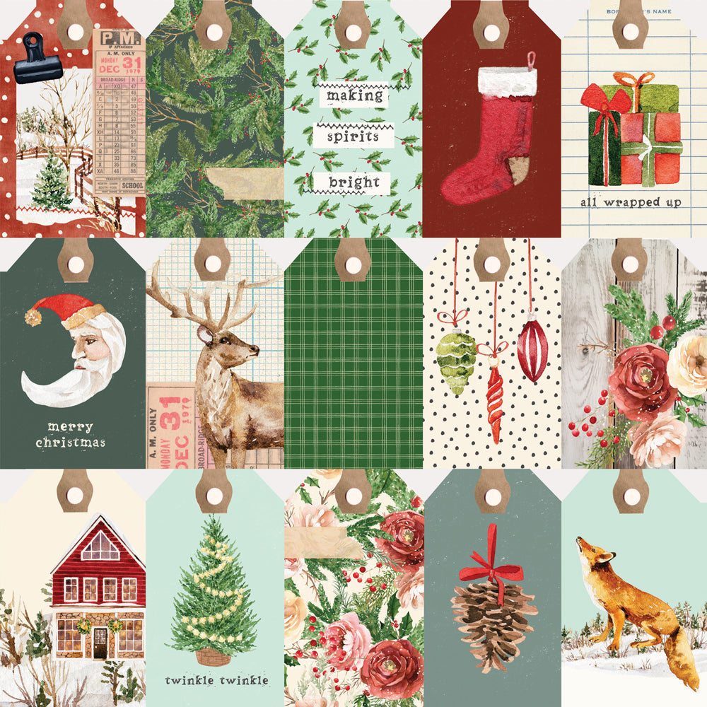 Simple Vintage Evergreen Memories - Tag Elements - 12x12 Pattern Paper