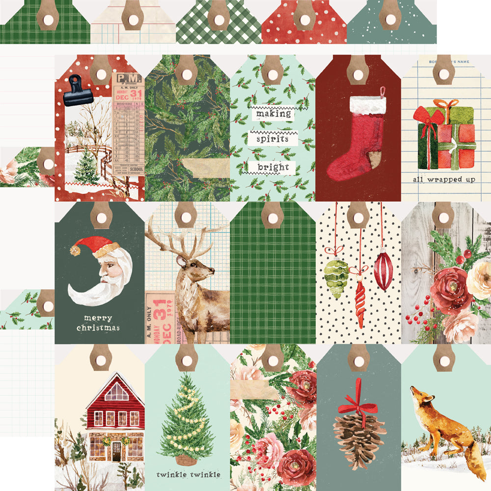 Simple Vintage Evergreen Memories - Tag Elements - 12x12 Pattern Paper