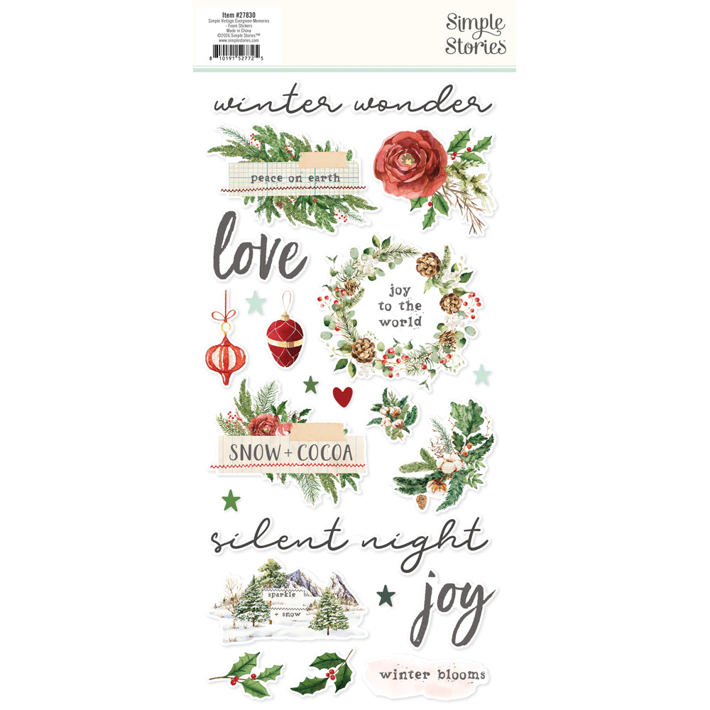 Simple Vintage Evergreen Memories - Foam Stickers