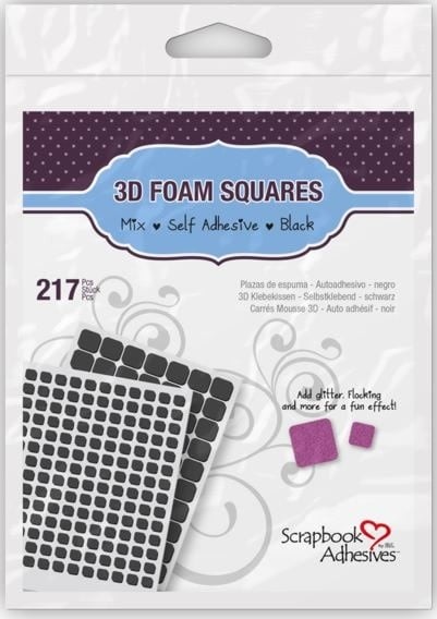3D Foam Squares Mix - .25" x .5" x .08" - Black