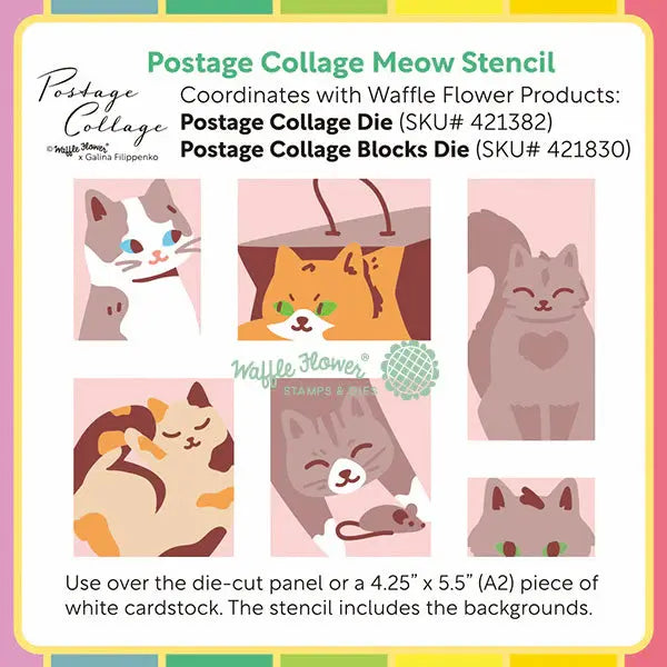 Postage Collage Meow - Stencils