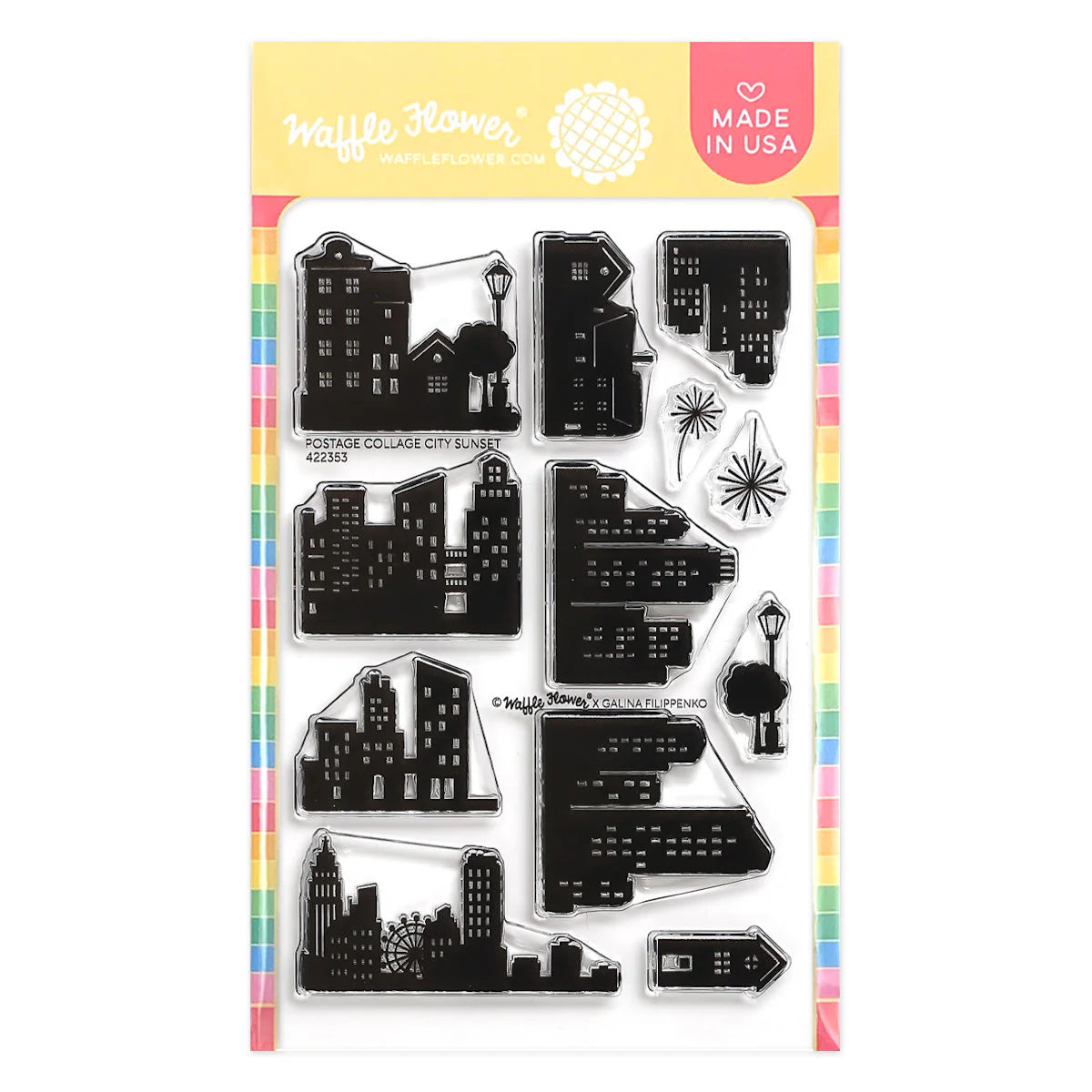 Postage Collage City Sunset - Stamps