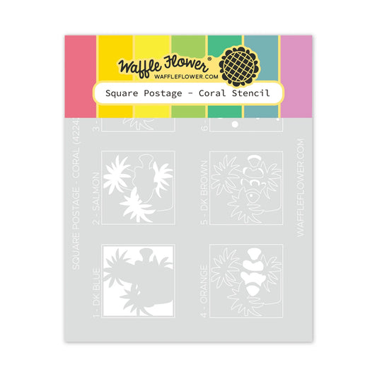 Square Postage - Coral Stencil