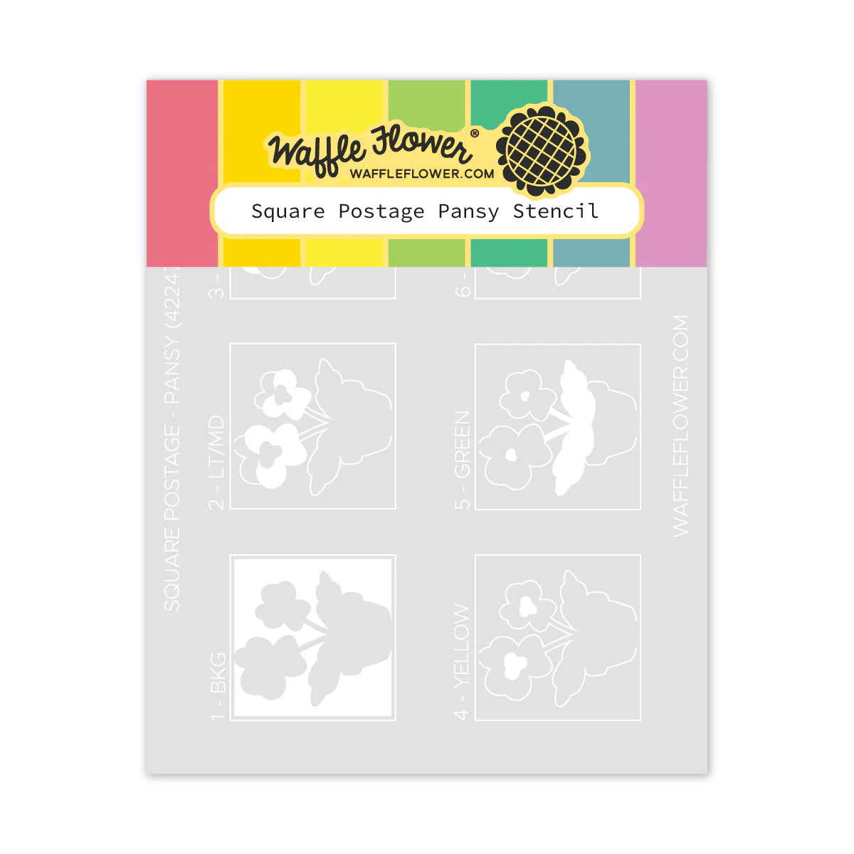 Square Postage Pansy - Stencil