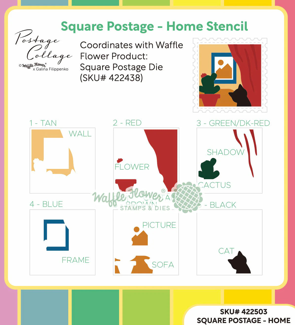 Square Postage Home - Stencil