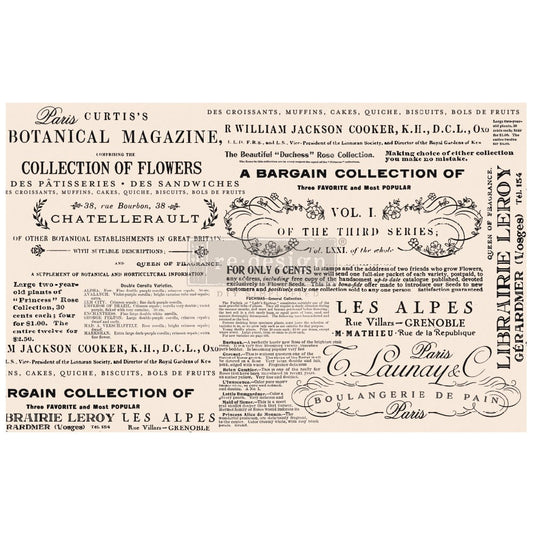 Redesign Decoupage Décor Tissue Paper - Floral Text - 1 Sheet, 19"X30"