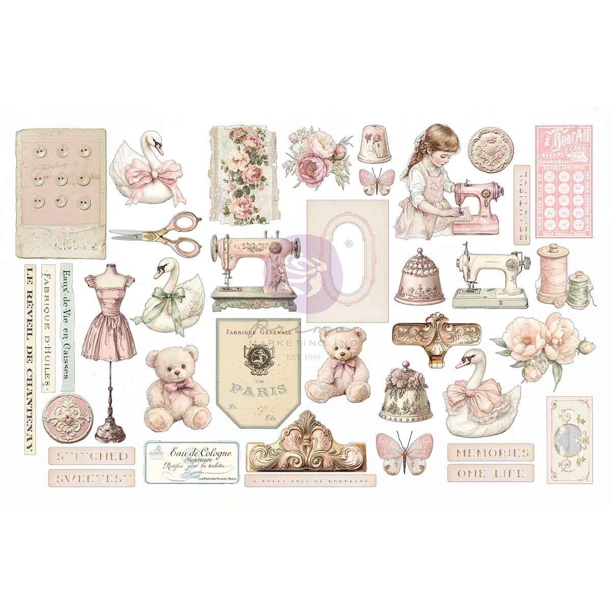 Buttons & Keepsakes - Ephemera Stitched Clippings by Frank Garcia (76pcs)