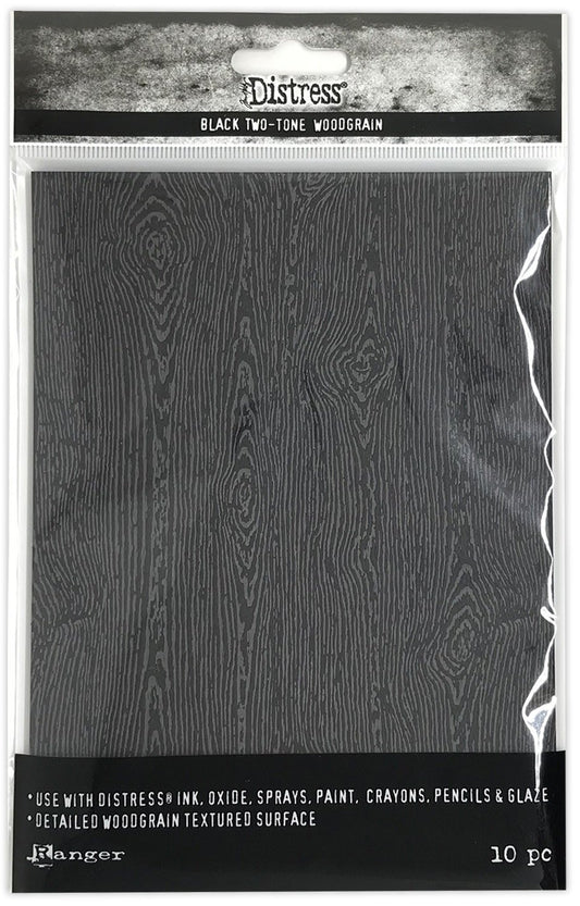 5x7 Distress - Two Tone Woodgrain - Black Cardstock - 10pkg