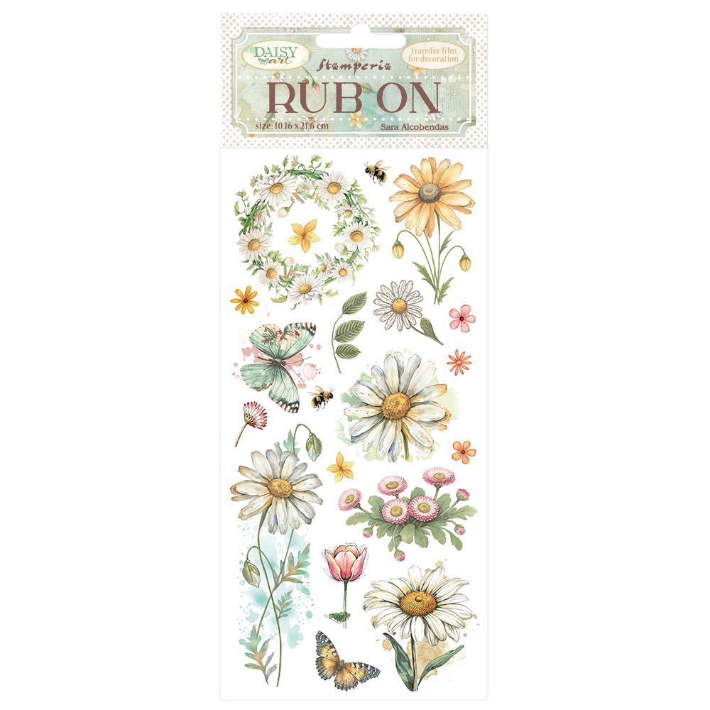 Daisy Art Daisy And Butterfly - Rub Ons
